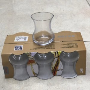 طقم 6 كاسات شاي زجاج سادة مخصر  